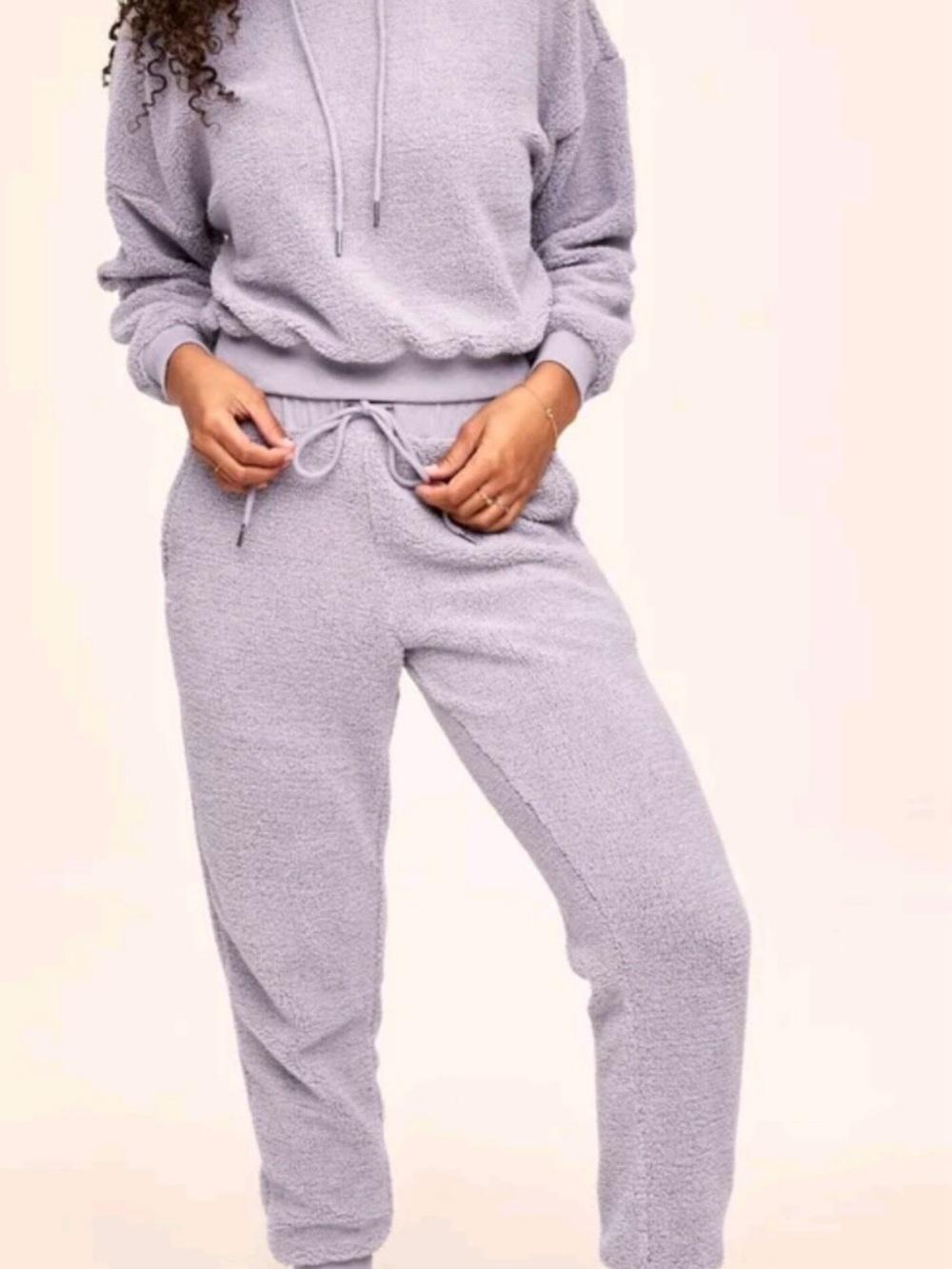 Adore Me Cozy Lavender Plush Hoodie & Jogger Set